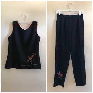 Leslie Belle | Black Vintage 2 Pc Pant Set